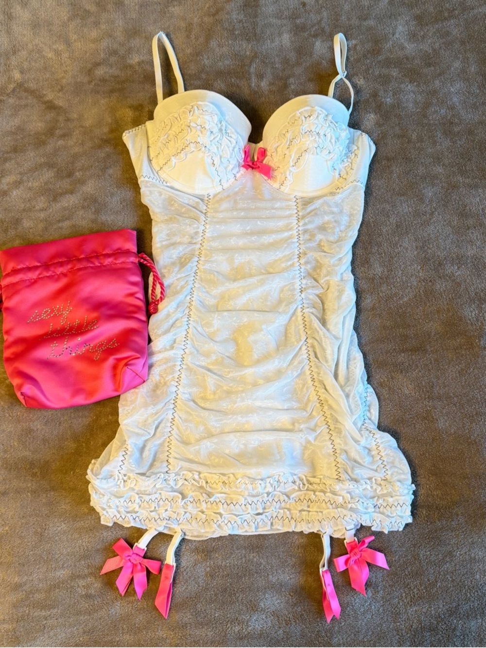 Y2K VS Lace Bustier Chemise & Storage Bag